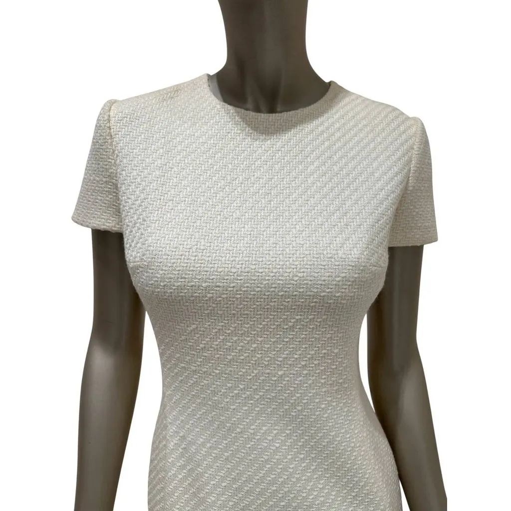 Unsigned Christian Dior Ivory Wool Mini Dress Sz.38 Pre-owned White Wool Good - Inside View