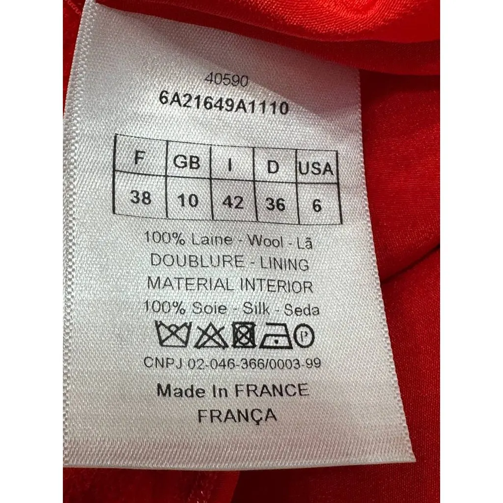 Dior Red Wool A-Line Mini Dress Sz.38 Pre-owned Red Wool Good - Box View