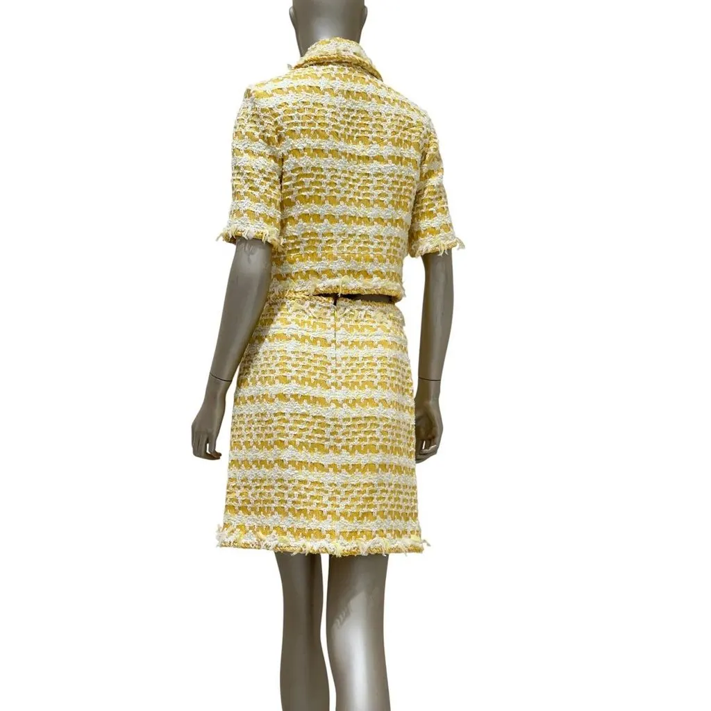 Chanel SS18 Yellow Tweed Skirt Suit by Karl Lagerfeld Sz.36 Pre-owned Yellow Tweed Good - Inside View