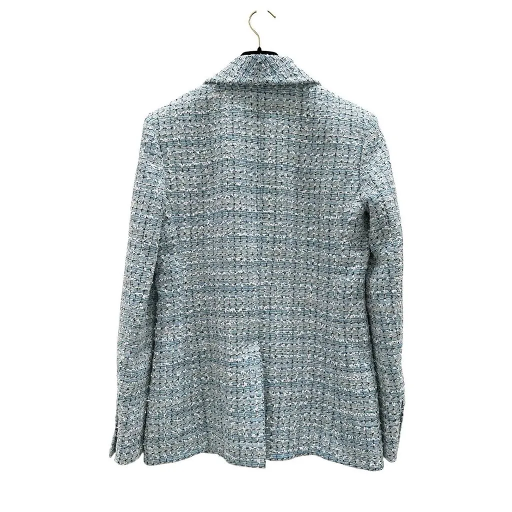 Chanel Light Blue Multicolor Tweed Blazer Sz.38 Pre-owned Blue Tweed Good - Inside View