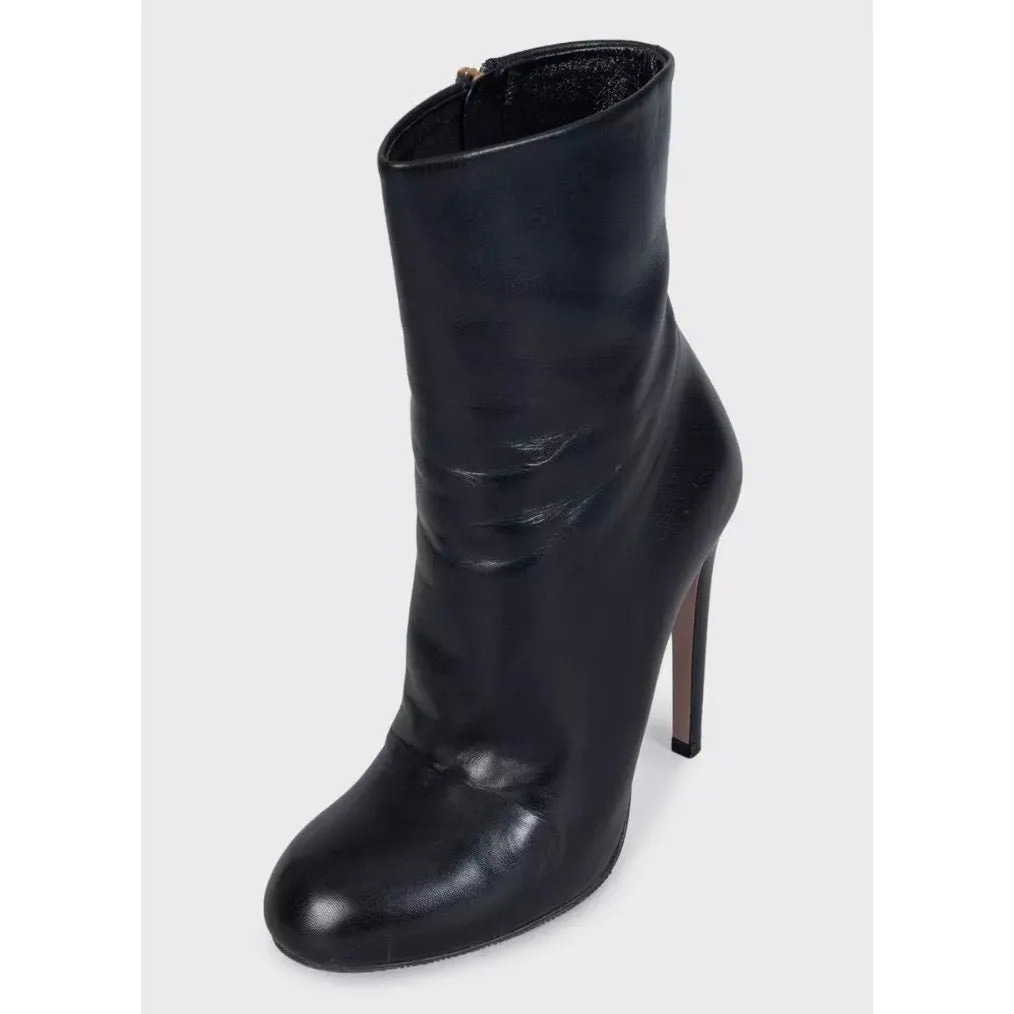 Gucci Black Leather Ankle Boots with Gold Hardware Sz.34.5 Pre-owned Black Leather Good - Inside View