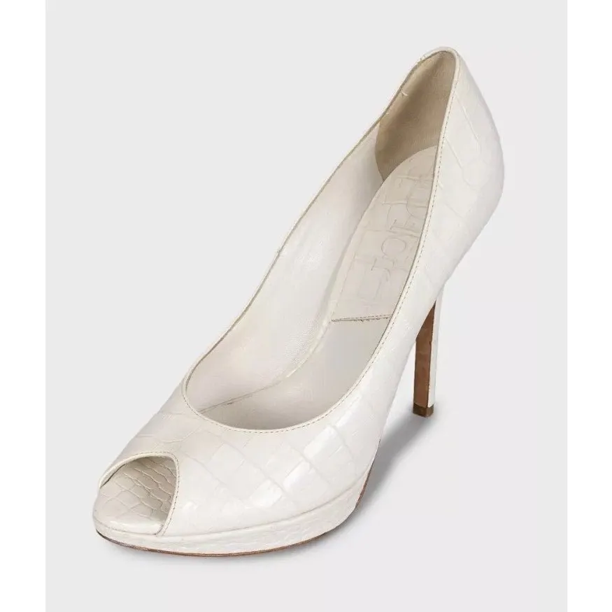 Dior White Embossed Leather Stiletto Heels Sz.38.5 Pre-owned White Leather Good - Inside View