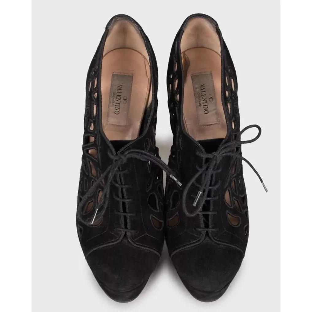 Valentino Black Suede Ankle Boots - EU 39 Pre-owned Black Suede Good - Back View