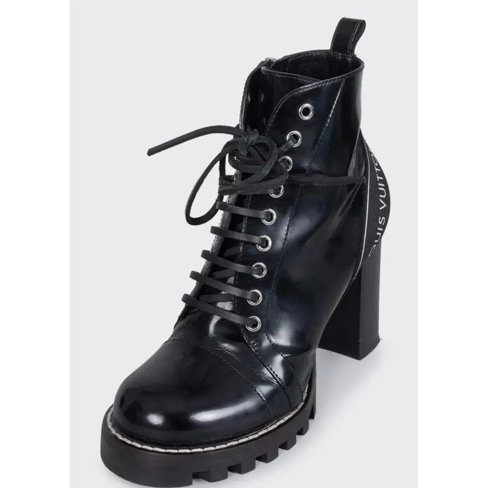 Louis Vuitton Star Trail Monogram Ankle Boots Sz.38.5 pre-owned Black Leather Good - Inside View