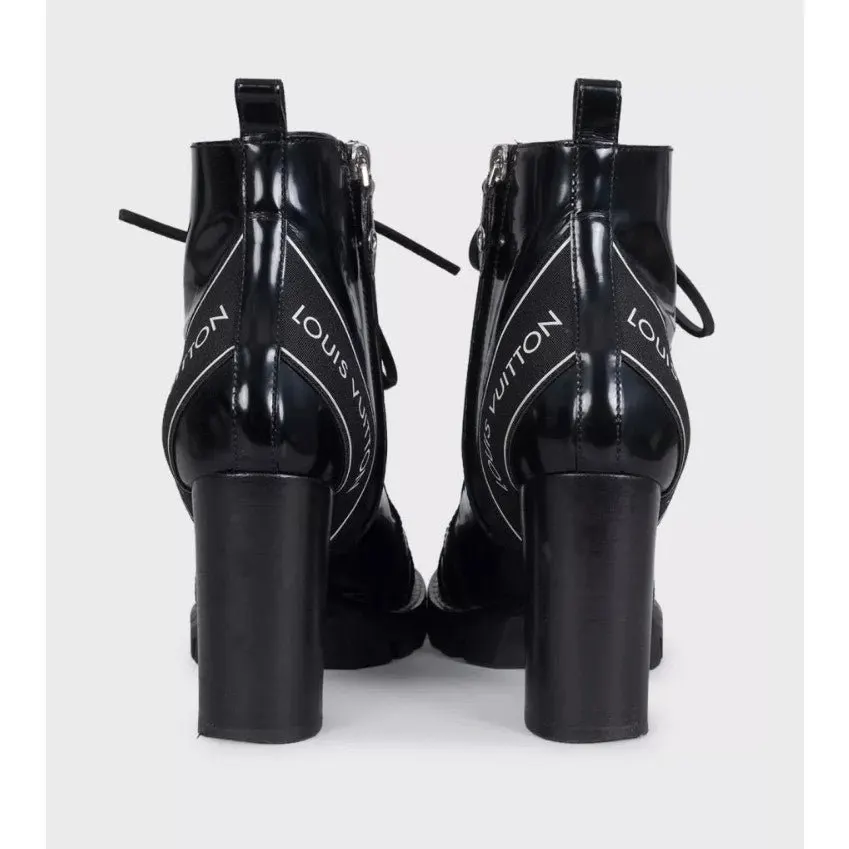 Louis Vuitton Star Trail Monogram Ankle Boots Sz.38.5 pre-owned Black Leather Good - Model View