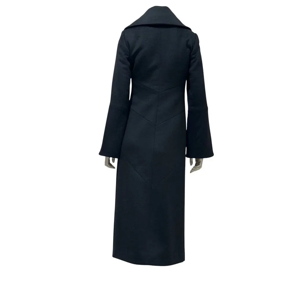 Chanel 09 Black Cashmere Long Coat Sz.36 Pre-owned Black Wool Good - Back View