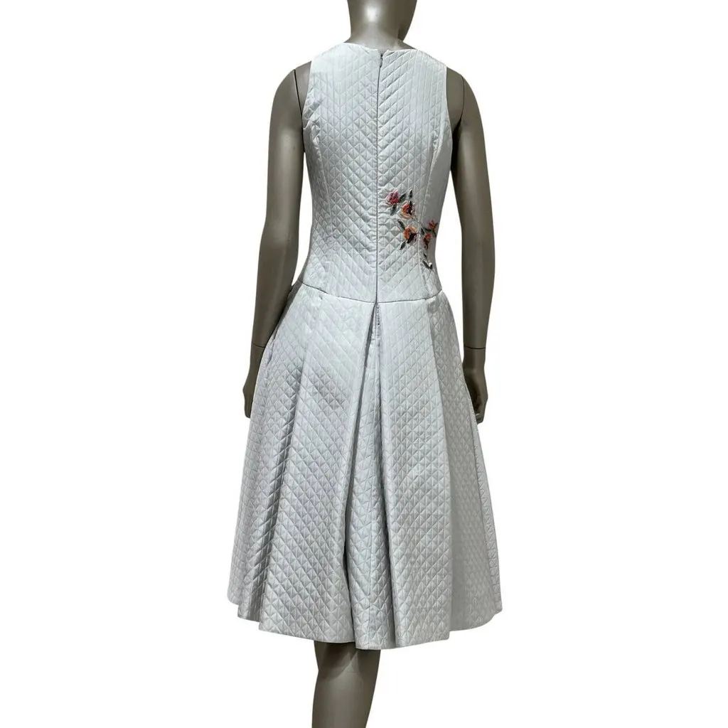 Dior Quilted Midi Dress Sz.38 Pre-owned White Silk Good - Back View