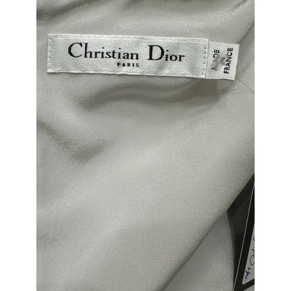 Dior Quilted Midi Dress Sz.38 Pre-owned White Silk Good - Box View