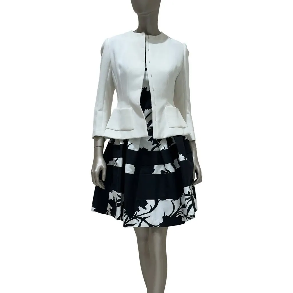 Dior White Peplum Jacket & Skirt Set Sz.38/40 pre-owned White Silk Good - Back View