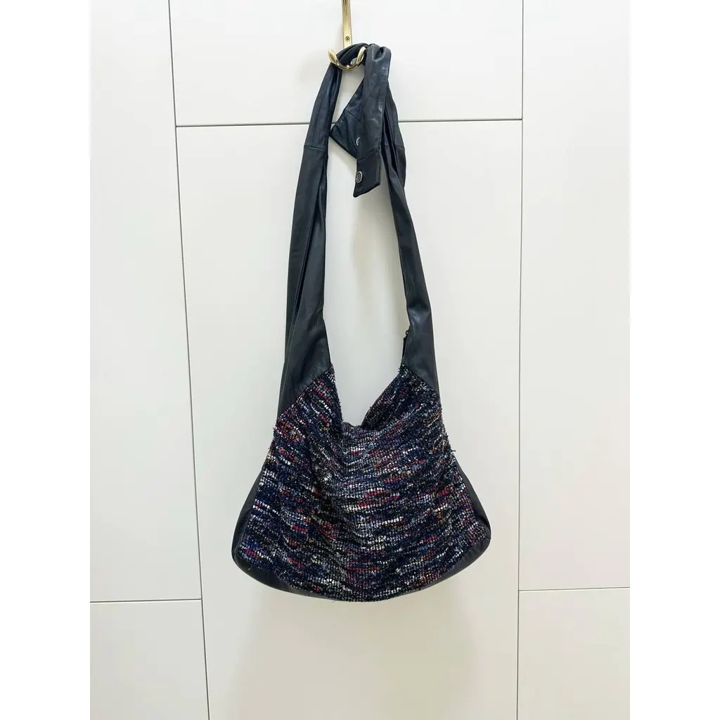 Chanel Multicolor Tweed & Leather Girl Bag Pre-owned Black Tweed Good - Back View