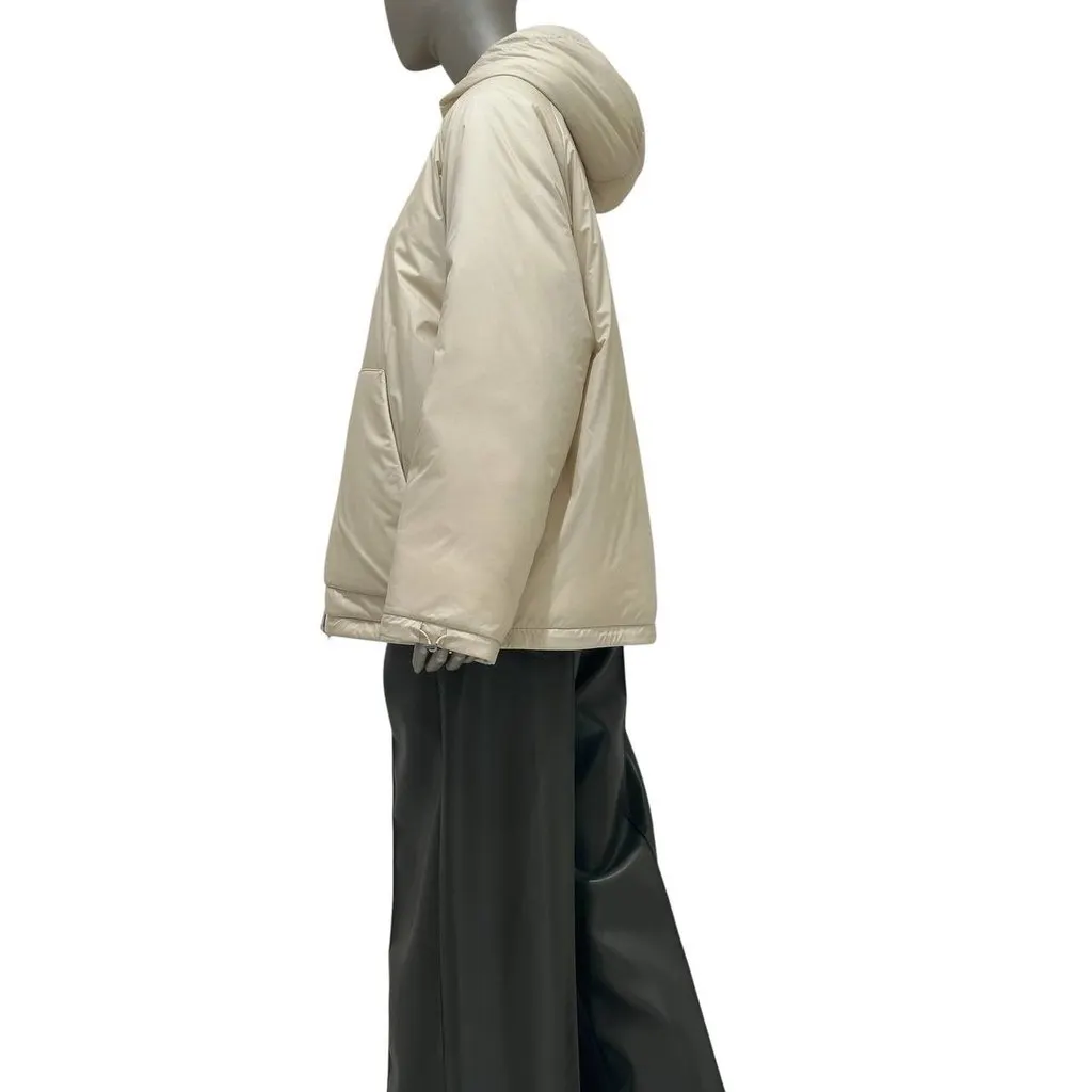 Loro Piana Reversible Down Hooded Jacket - XL Pre-owned Beige Wool Good - Back View