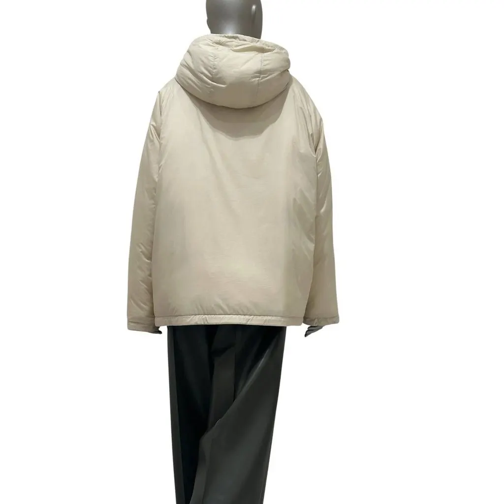 Loro Piana Reversible Down Hooded Jacket - XL Pre-owned Beige Wool Good - Inside View