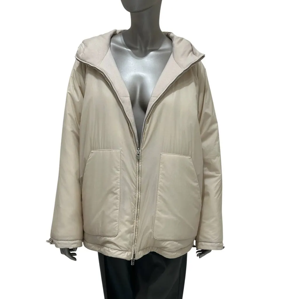 Loro Piana Reversible Down Hooded Jacket - XL Pre-owned Beige Wool Good - Box View
