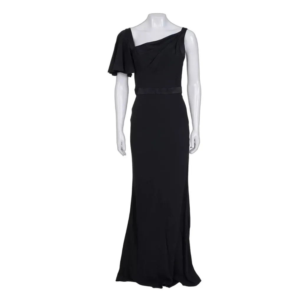 Alexander McQueen NWOT Alexander McQueen Black Asymmetric Maxi Dress Sz.42 Pre-owned