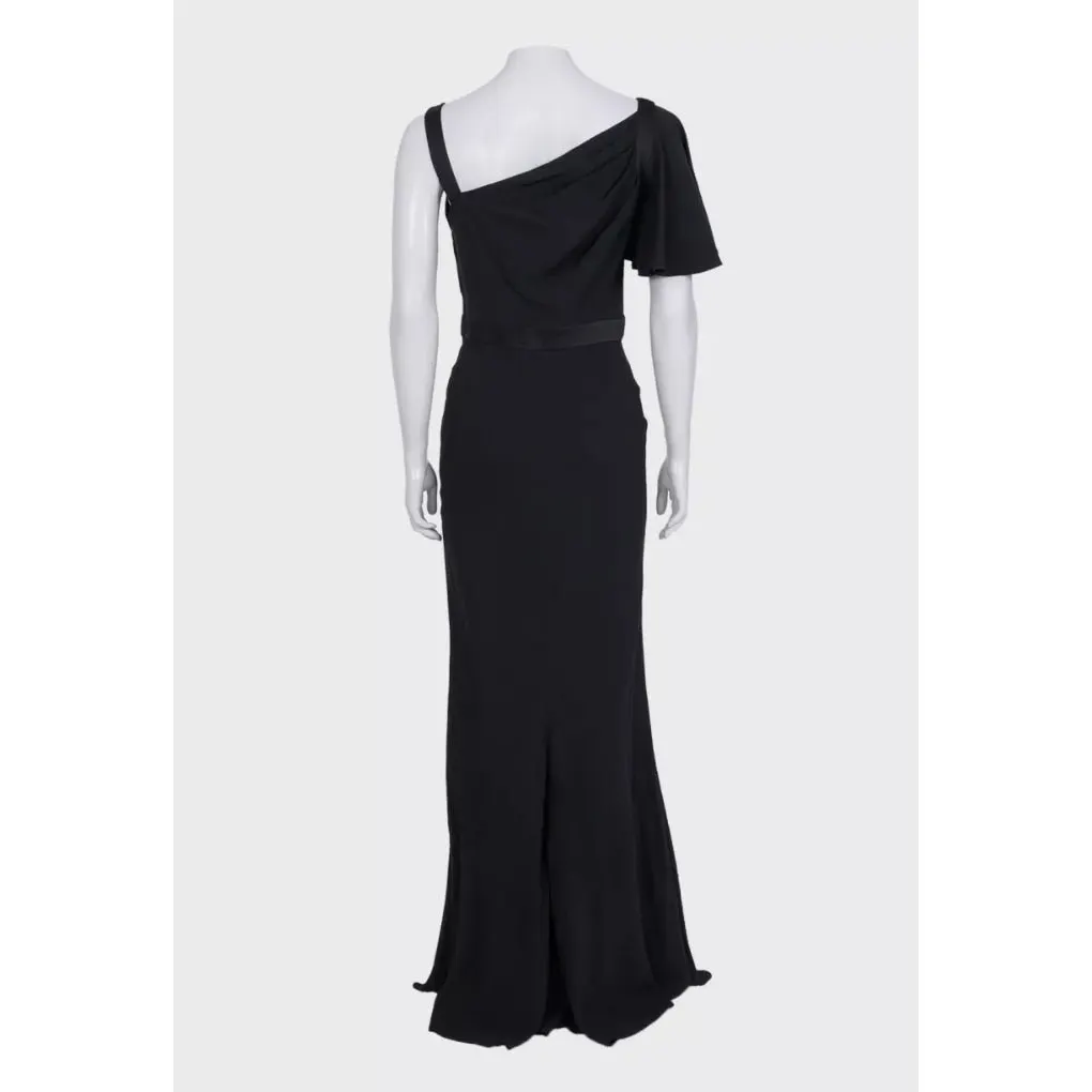 Alexander McQueen NWOT Alexander McQueen Black Asymmetric Maxi Dress Sz.42 Pre-owned Black Silk Never worn - Inside View