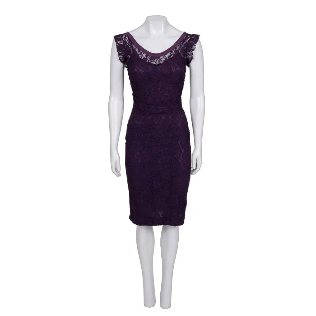 Dolce & Gabbana Purple Lace Mini Dress - IT 40 S Pre-owned Purple Lace Good - Front View