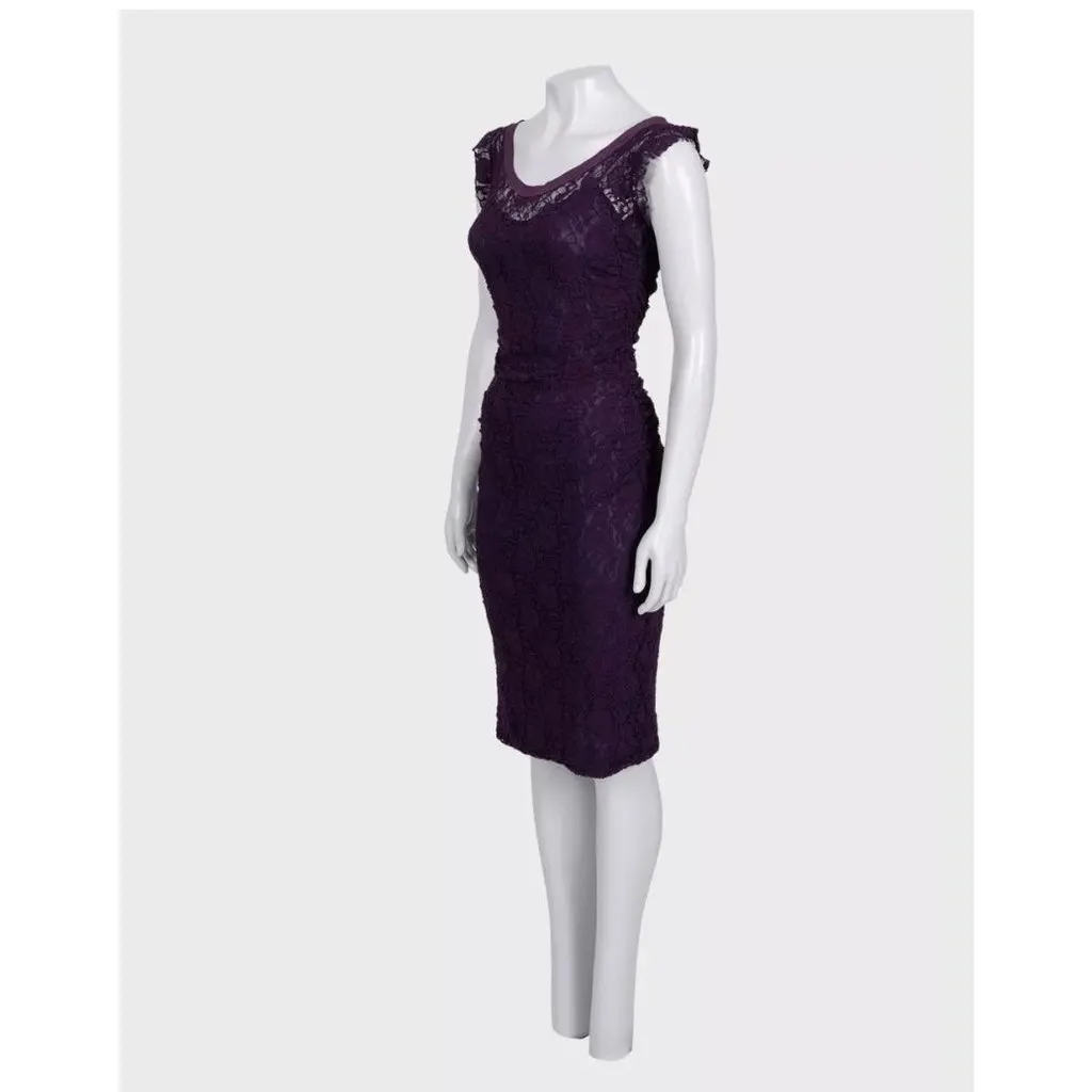 Dolce & Gabbana Purple Lace Mini Dress - IT 40 S Pre-owned Purple Lace Good - Back View