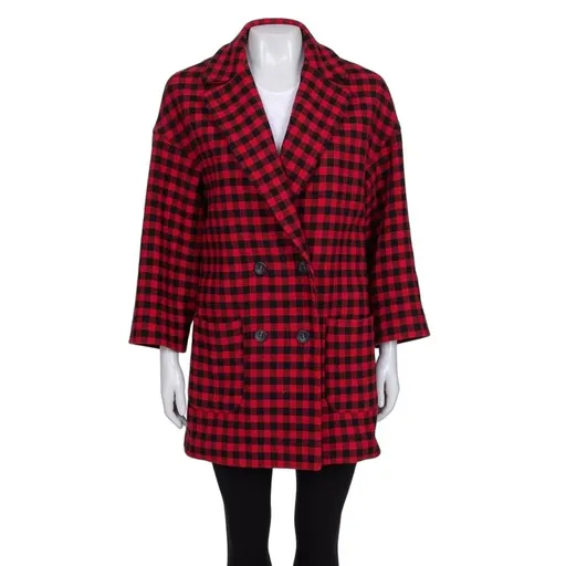 Valentino Red Valentino Checked Double-Breasted Wool Blend Coat Sz.38 Pre-owned