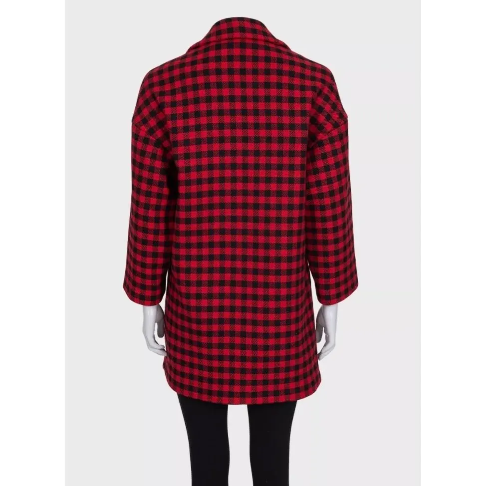 Valentino Red Valentino Checked Double-Breasted Wool Blend Coat Sz.38 Pre-owned Red Wool Never worn - Inside View