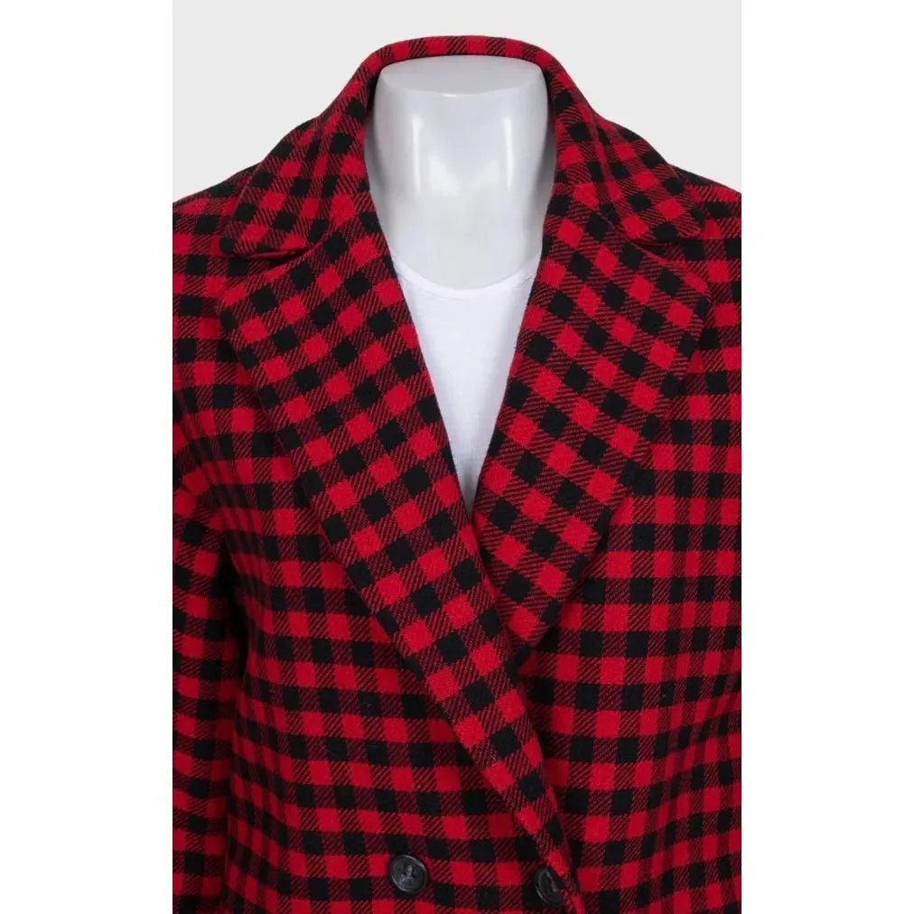 Valentino Red Valentino Checked Double-Breasted Wool Blend Coat Sz.38 Pre-owned Red Wool Never worn - Model View