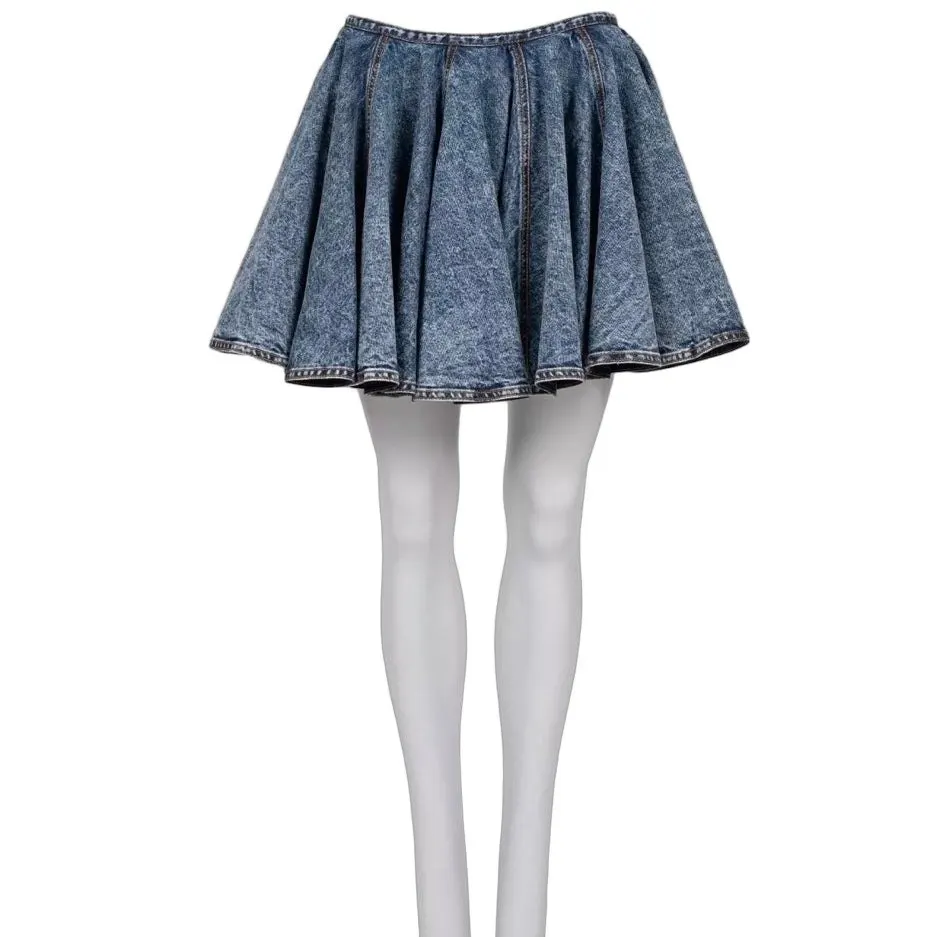 Alaïa NWT Stunning Alaïa Blue Denim Sculptural Mini Skirt Sz.38 Pre-owned