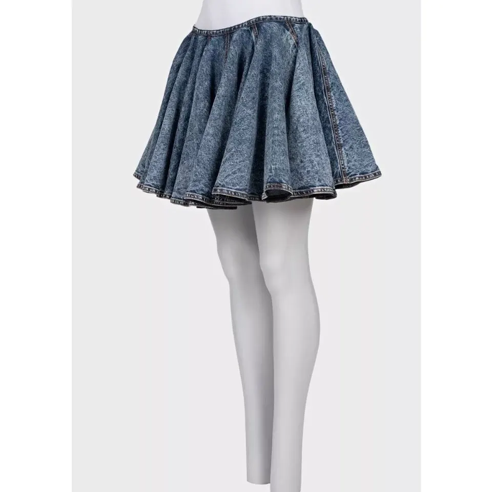 Alaïa NWT Stunning Alaïa Blue Denim Sculptural Mini Skirt Sz.38 Pre-owned Blue Denim Never worn, with tag - Back View