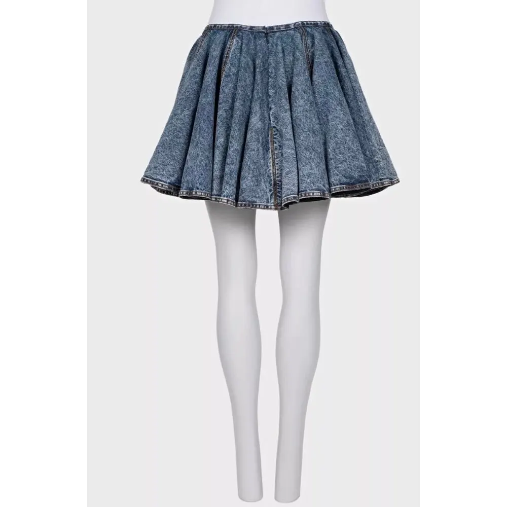 Alaïa NWT Stunning Alaïa Blue Denim Sculptural Mini Skirt Sz.38 Pre-owned Blue Denim Never worn, with tag - Inside View