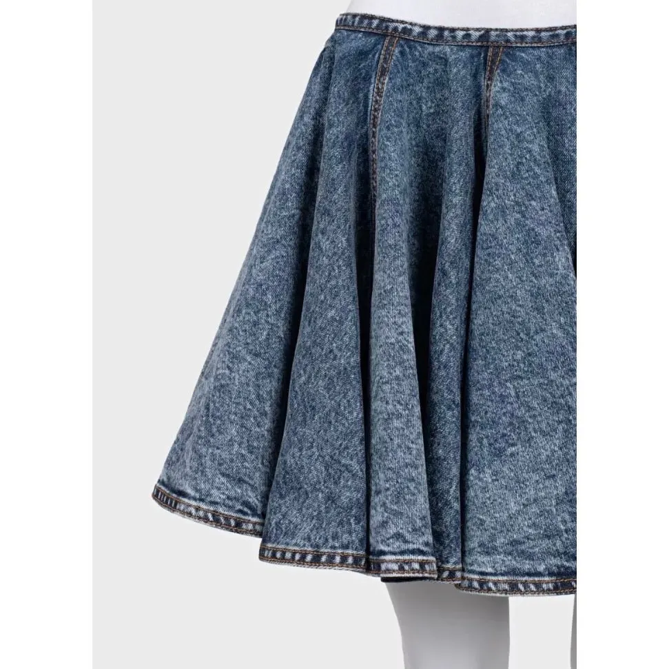 Alaïa NWT Stunning Alaïa Blue Denim Sculptural Mini Skirt Sz.38 Pre-owned Blue Denim Never worn, with tag - Model View