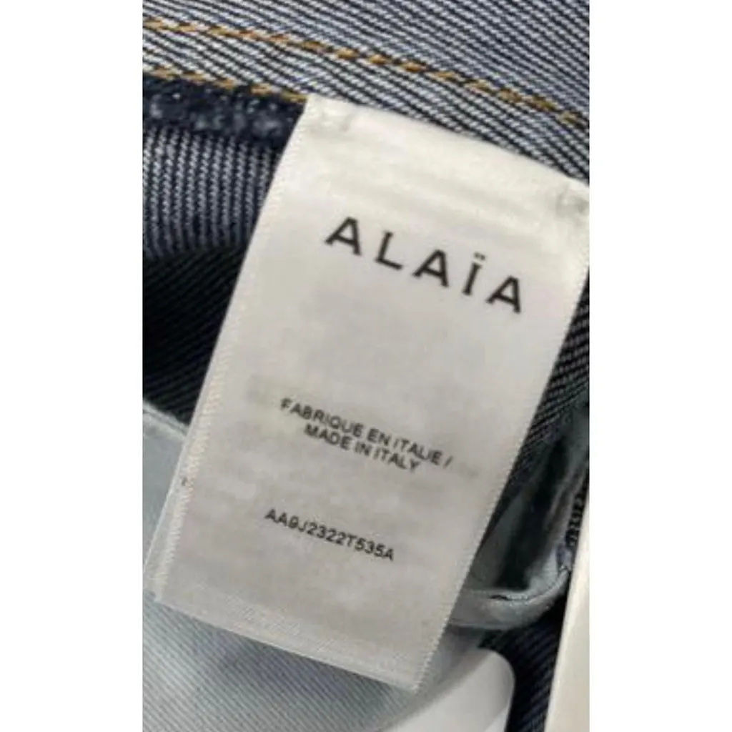Alaïa NWT Stunning Alaïa Blue Denim Sculptural Mini Skirt Sz.38 Pre-owned Blue Denim Never worn, with tag - Box View