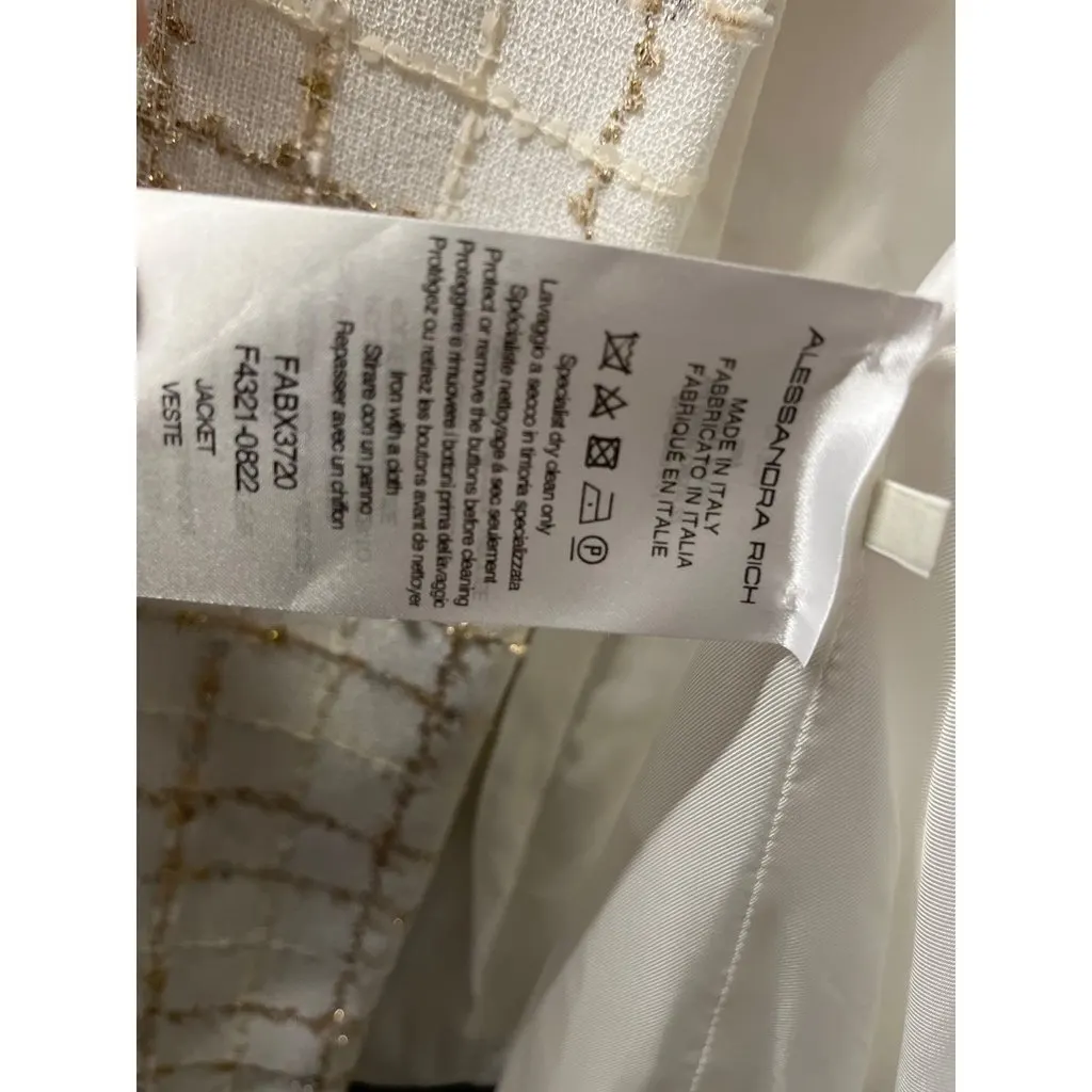 Alessandra Rich NWOT Alessandra Rich Sequin White Checked Blazer IT 42 (M) pre-owned White Polyamide Never worn - Box View