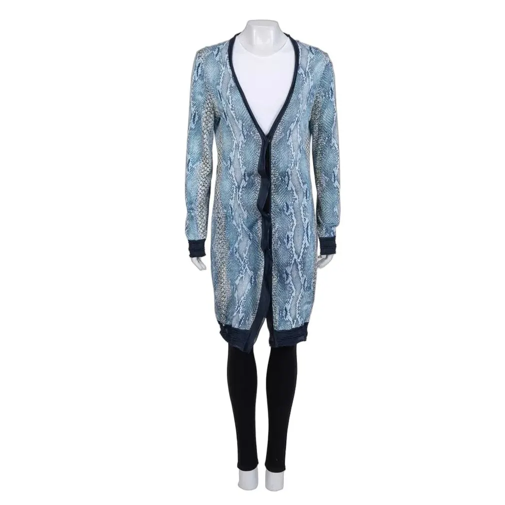 Roberto Cavalli Animal Print Long Viscose Cardigan Sz.42 Pre-owned