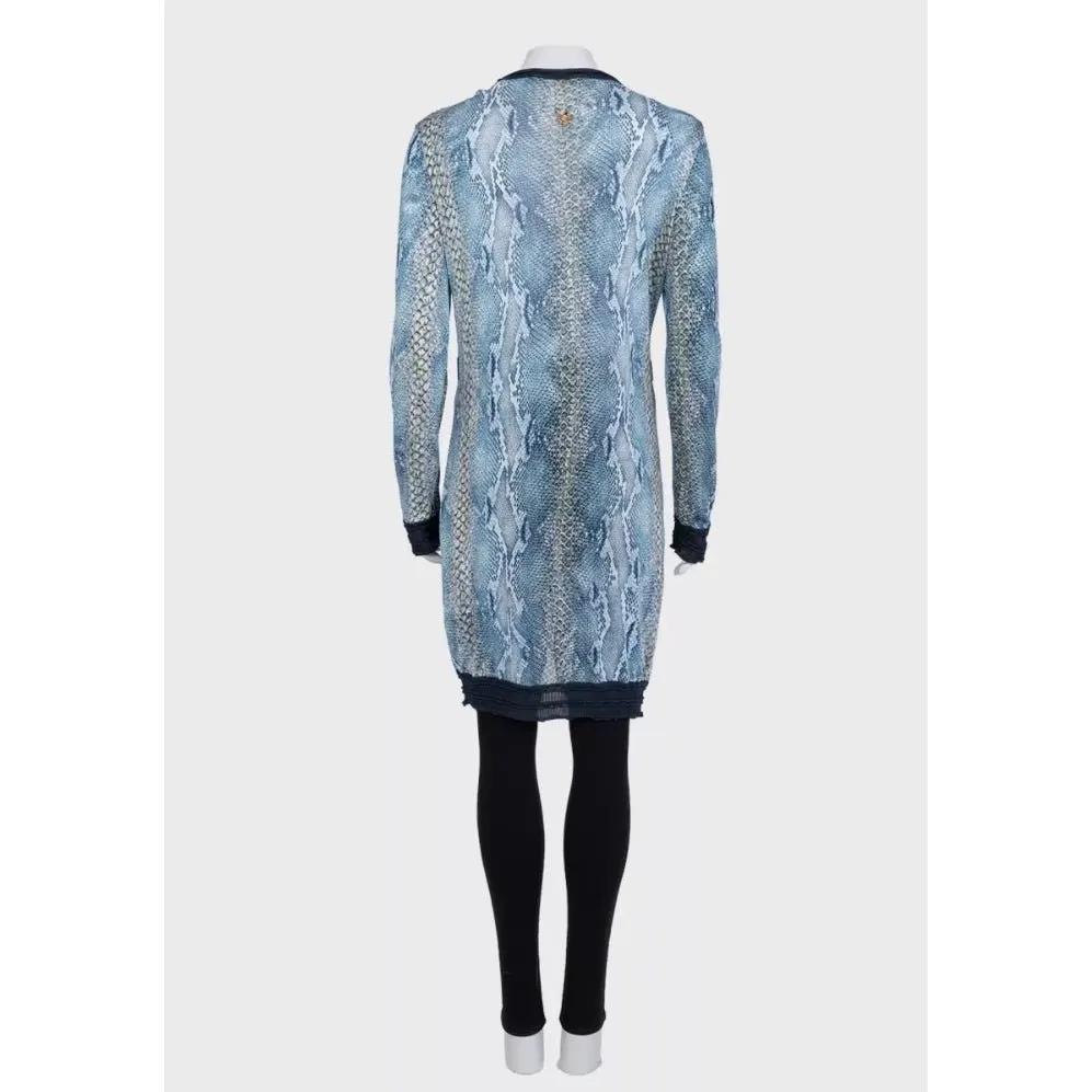 Roberto Cavalli Animal Print Long Viscose Cardigan Sz.42 Pre-owned Blue Good - Inside View