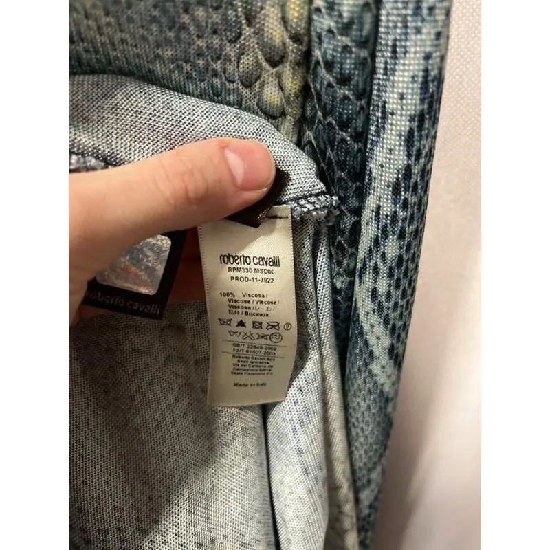 Roberto Cavalli Animal Print Long Viscose Cardigan Sz.42 Pre-owned Blue Good - Box View