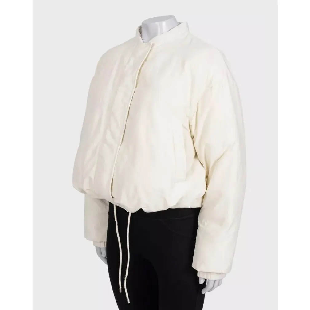 Loewe White Cropped Puffer Jacket Sz.34 Pre-owned White Polyester Good - Back View