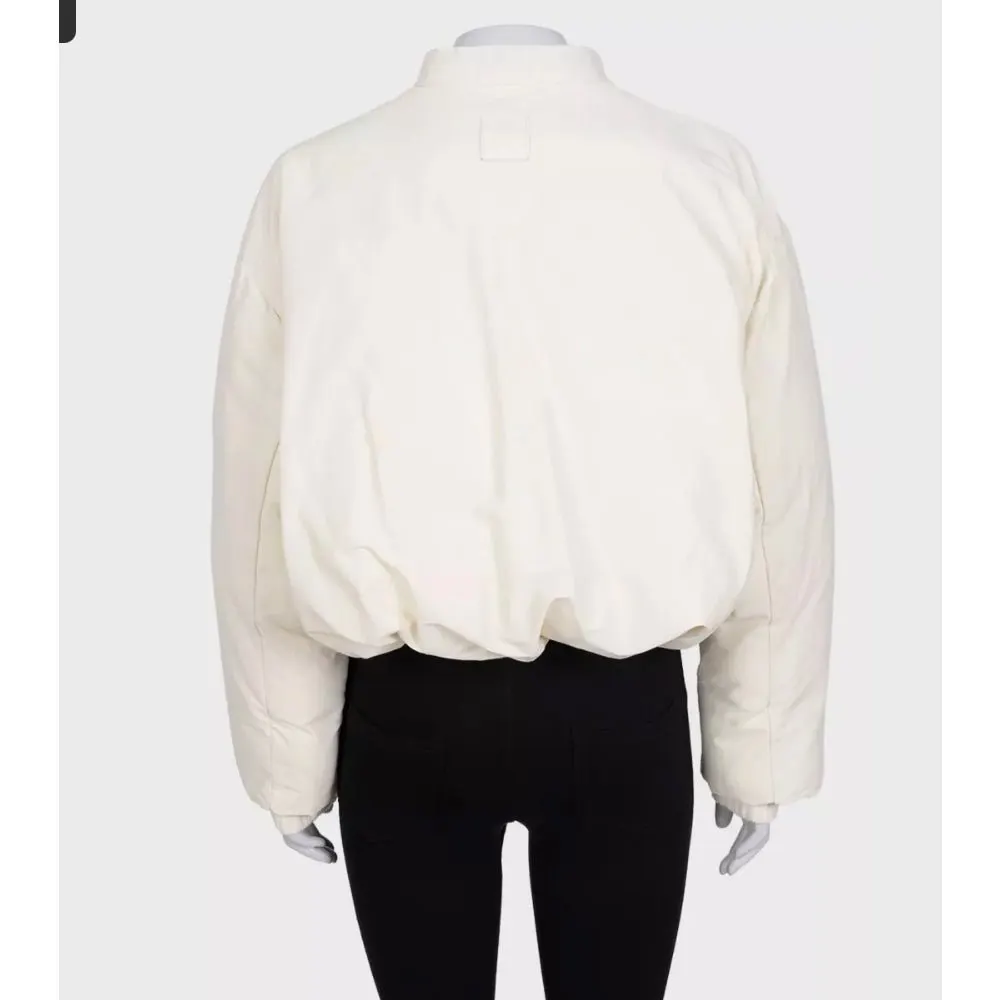 Loewe White Cropped Puffer Jacket Sz.34 Pre-owned White Polyester Good - Inside View
