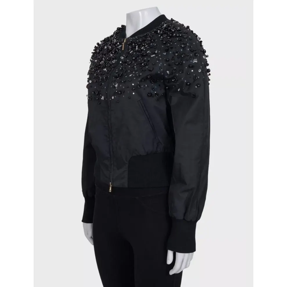Valentino Valentino Black Cropped Jacket Sz.40 Pre-owned Black Polyester Good - Back View