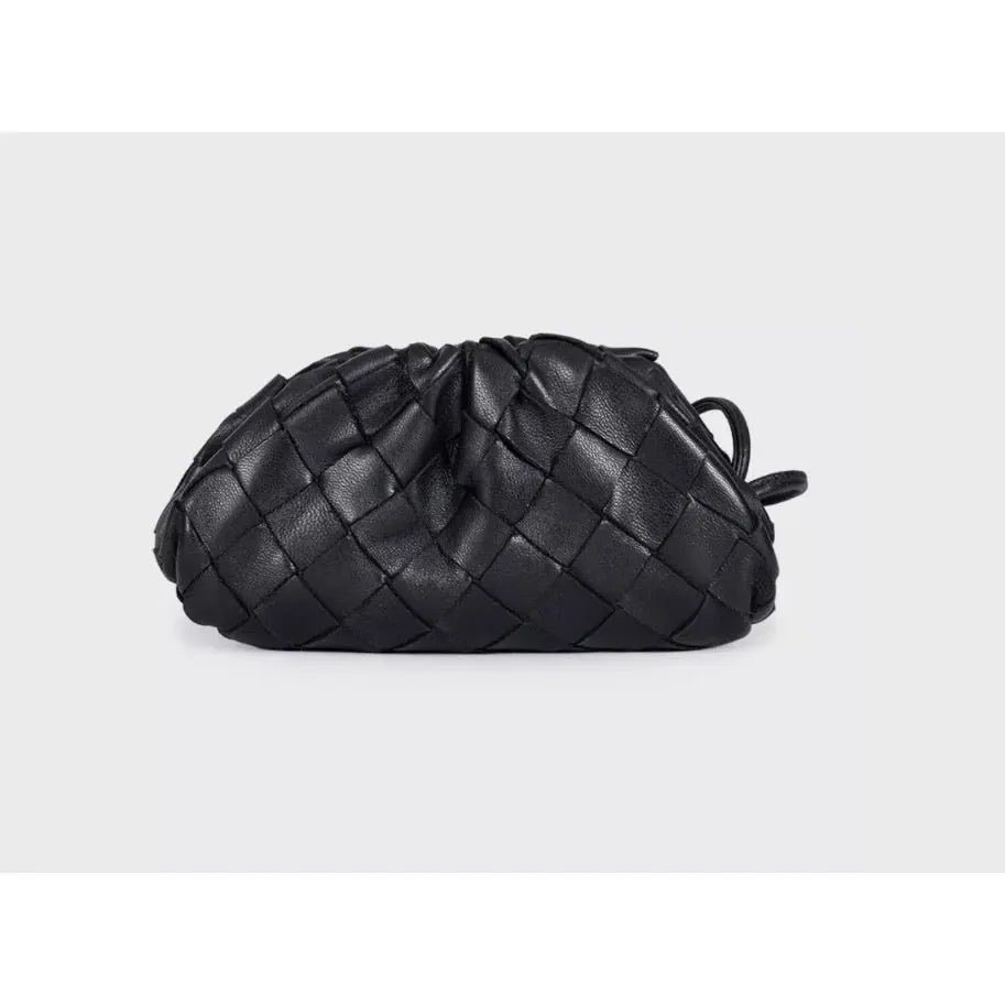 Bottega Veneta Black Intrecciato Leather Mini Pouch Bag Pre-owned Black Leather Good - Inside View