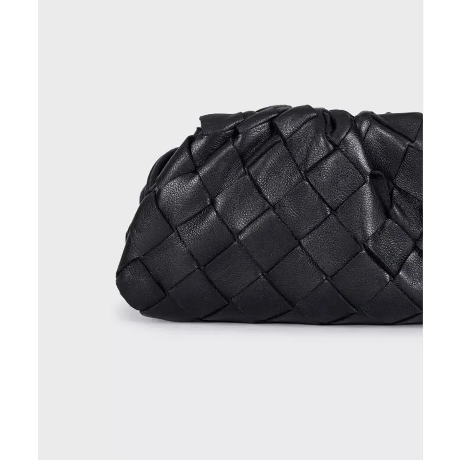 Bottega Veneta Black Intrecciato Leather Mini Pouch Bag Pre-owned Black Leather Good - Box View