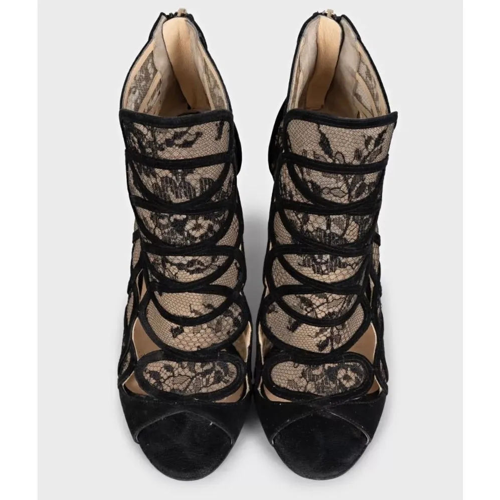 Jimmy Choo Black Suede Ankle Boots - EU 37 Pre-owned Black Suede Good - Back View