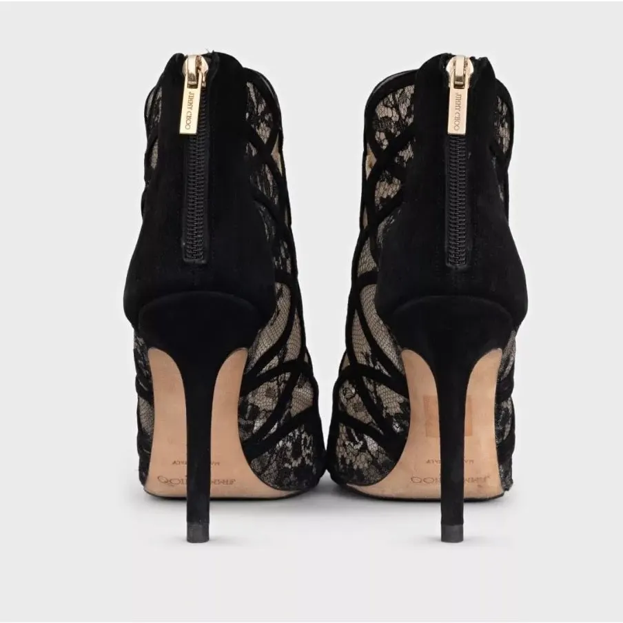 Jimmy Choo Black Suede Ankle Boots - EU 37 Pre-owned Black Suede Good - Box View