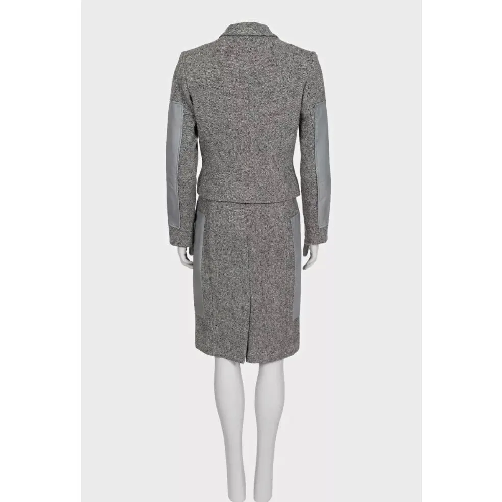 Dior Gray Wool Silk Skirt Suit Sz.38 Pre-owned Grey Wool Good - Inside View