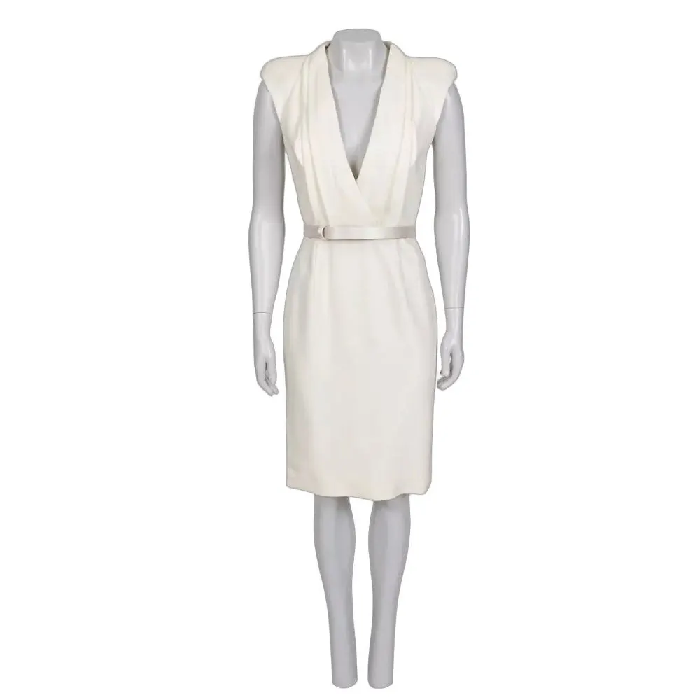 Alexander McQueen NWT Alexander McQueen White V-Neck Fitted Dress Pre-owned