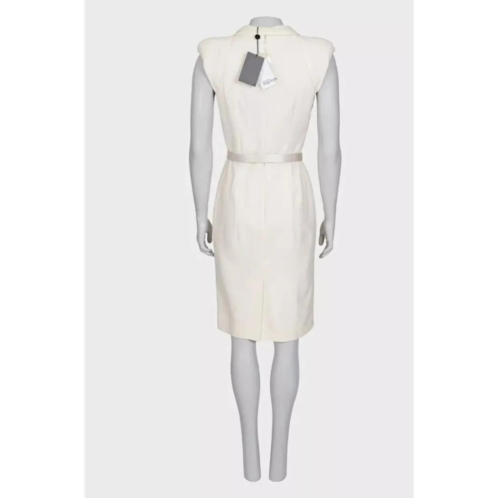 Alexander McQueen NWT Alexander McQueen White V-Neck Fitted Dress Pre-owned White Silk Never worn, with tag - Inside View