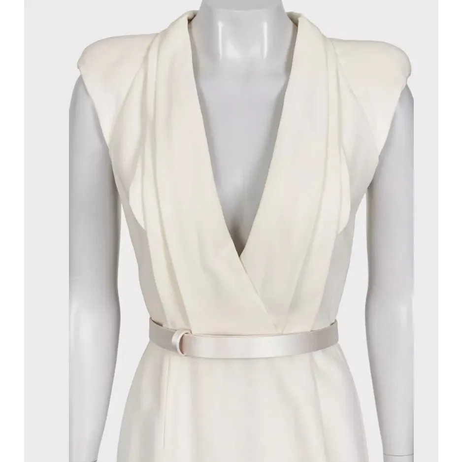 Alexander McQueen NWT Alexander McQueen White V-Neck Fitted Dress Pre-owned White Silk Never worn, with tag - Model View