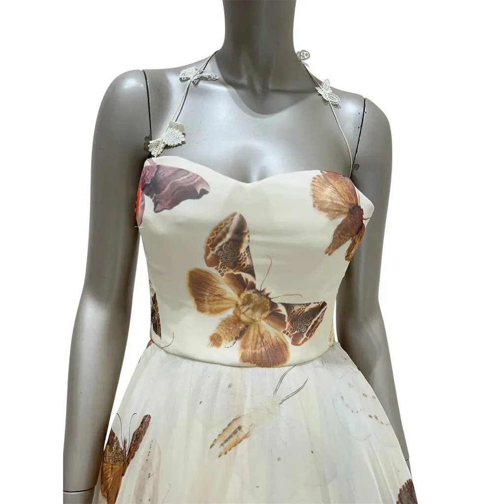Alexander McQueen Vintage Butterfly Silk Dress IT 40 Pre-owned White Silk Good - Inside View