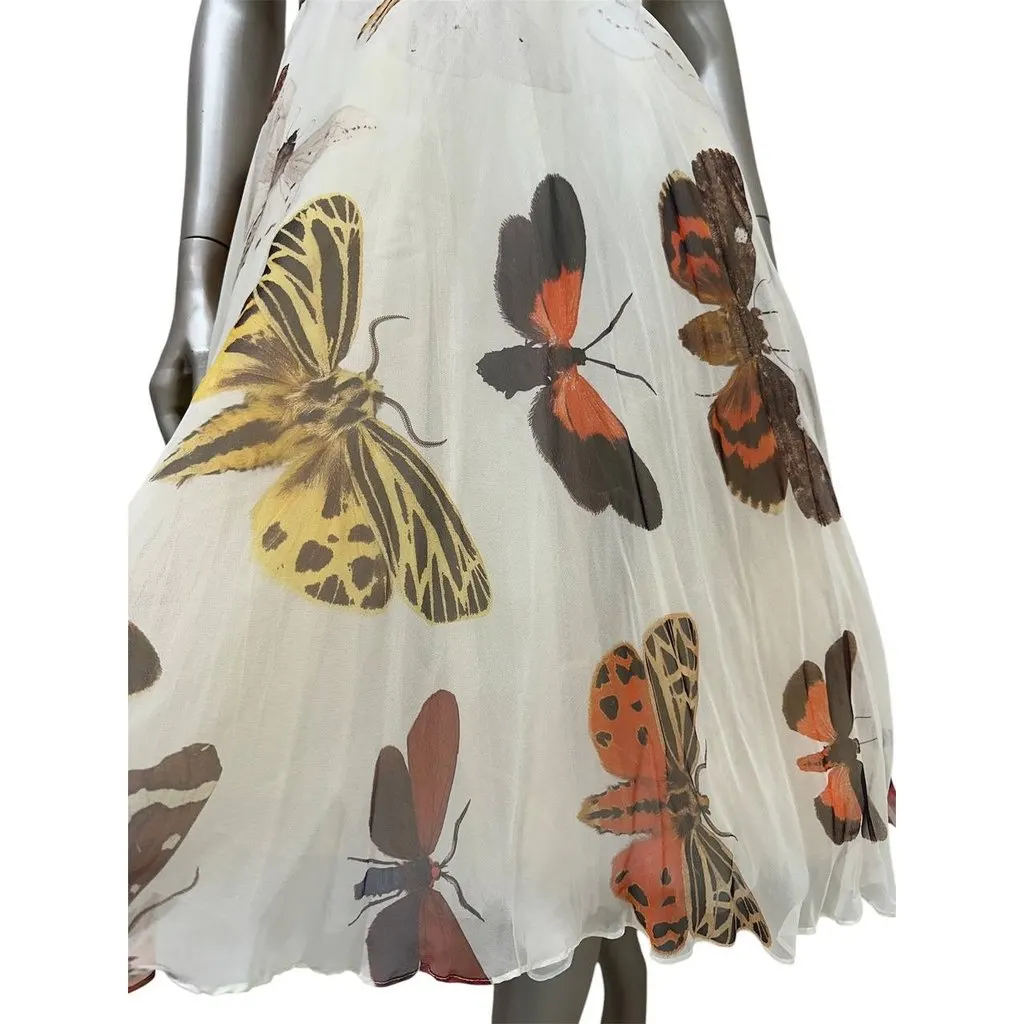 Alexander McQueen Vintage Butterfly Silk Dress IT 40 Pre-owned White Silk Good - Model View