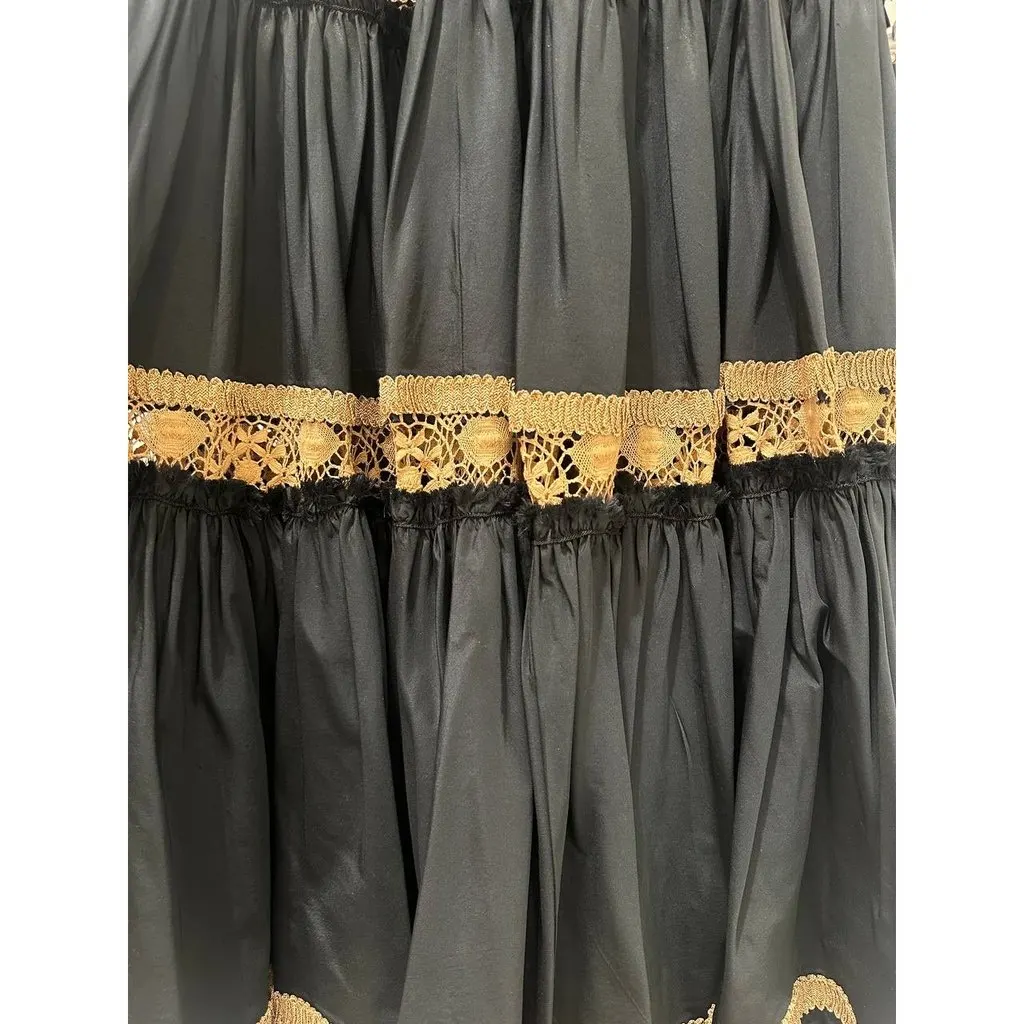 Jean Paul Gaultier Vintage S/S 2006 Runway Black Gold Halterneck Dress Sz.40 Pre-owned Black Lace Good - Model View