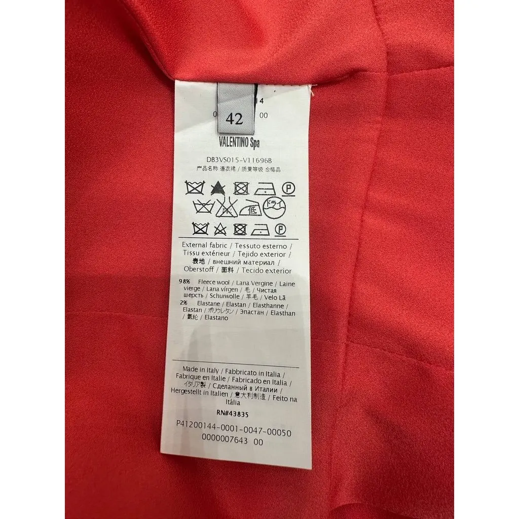 Valentino Red Wool Cocktail Dress Sz.42 Pre-owned Red Wool Good - Box View
