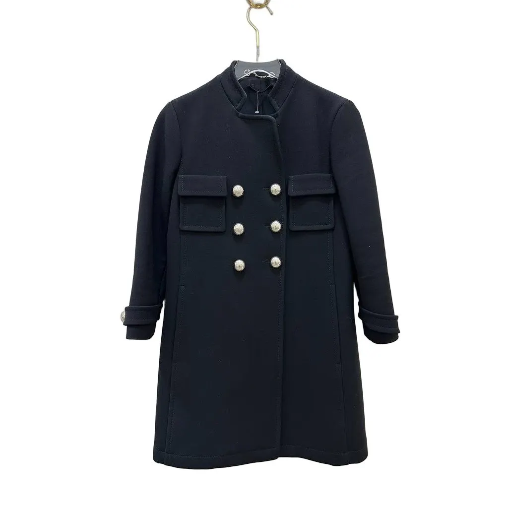 Gucci Black Wool Military-Style Coat IT 40 pre-owned Black Wool Good - Front View