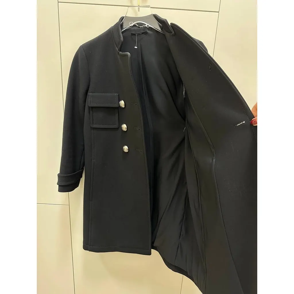 Gucci Black Wool Military-Style Coat IT 40 pre-owned Black Wool Good - Inside View